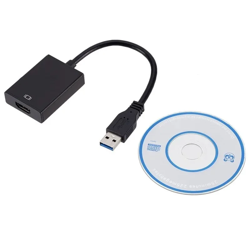 GRWIBEOU 1080P HD USB 3.0-HDMI 호환 변환기 오디오 비디오 어댑터 PC 노트북 용 휴대용 케이블 Windows 프로젝터 HDTV