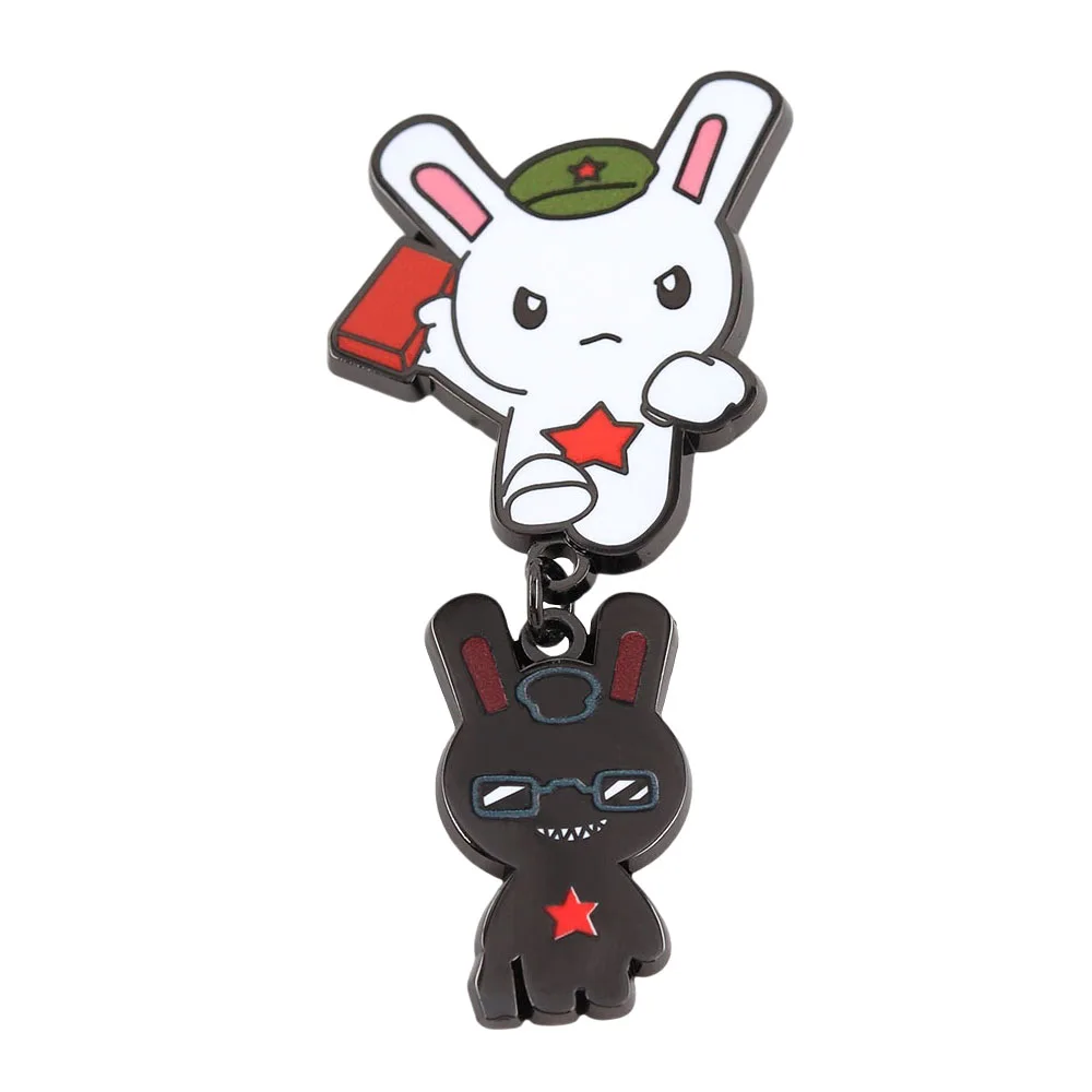 Year Hare Affair Doppelhase Emaille-Pin Roter Stern Cartoon-Hase Anstecknadel Anime-Brosche für Kleidung Rucksack Dekoration Fangeschenk – Detail 5