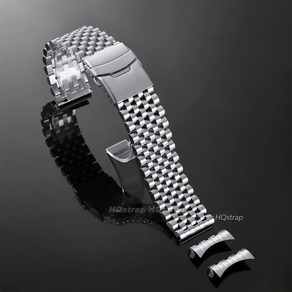 Matte Stainless Steel Watch Strap 20mm 22mm Bracelet Curved End Solid Metal Wrist Band Folding Clasp Quick Release Wristband