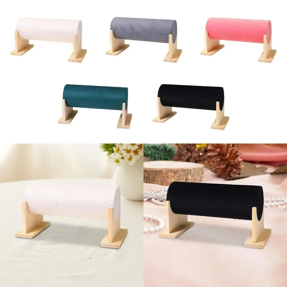 Tempat Penyimpanan Perhiasan Kayu Asli Desain Dapat Dilepas Tempat Pajangan Ikat Rambut Multi-Fungsi Permukaan Beludru Hemat Ruang