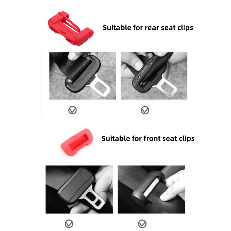 For Ford Mustang Mach-E Seat Belt Buckle Cover Soft Silicone Anti-scratch Collision Avoidance Car Safety Belt Clip Protector