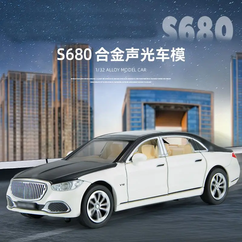 1:32 Mercedes Maybach S680 Alloy Luxury Sedan Multi Open Doors Light Sound Pull Back Front Wheel Shock Desktop Display Gift