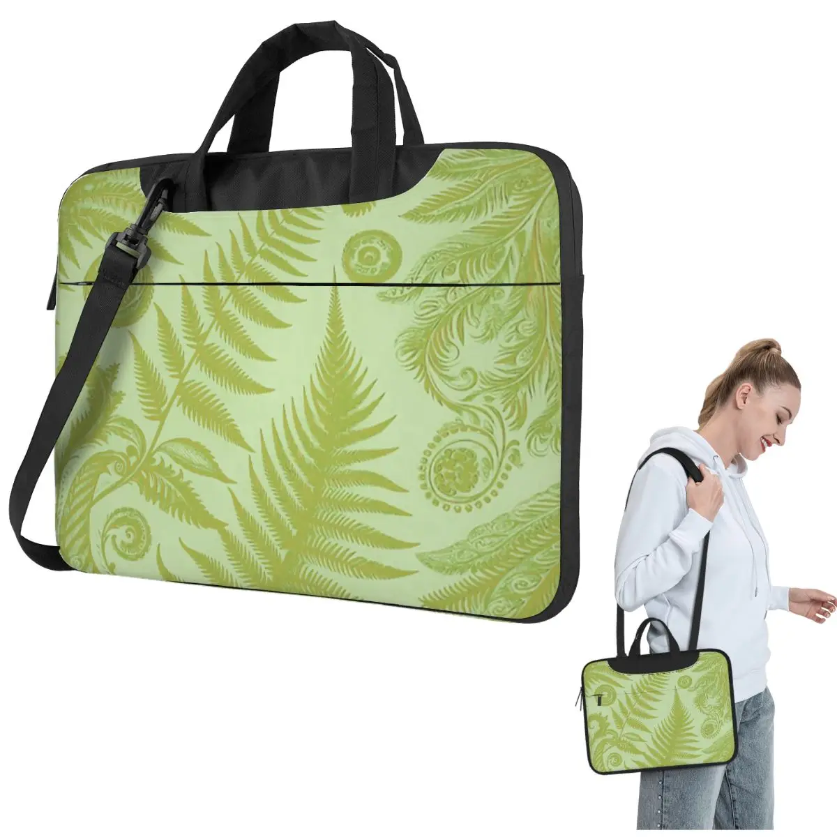 

Fern FantasyMoss Green Crossbody Laptop Bag Case Computer Bag Resistant Protective Notebook Pouch for Lenovo