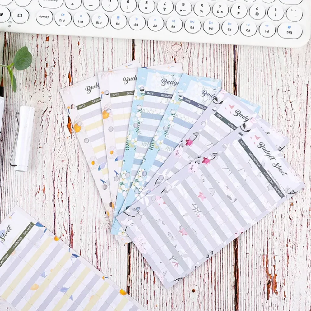 12 매 A6 루스 리프 리필 예산 용지 6 홀 과일 패턴 지출 추적기 리필 바인더 용지 예산 용지 문구