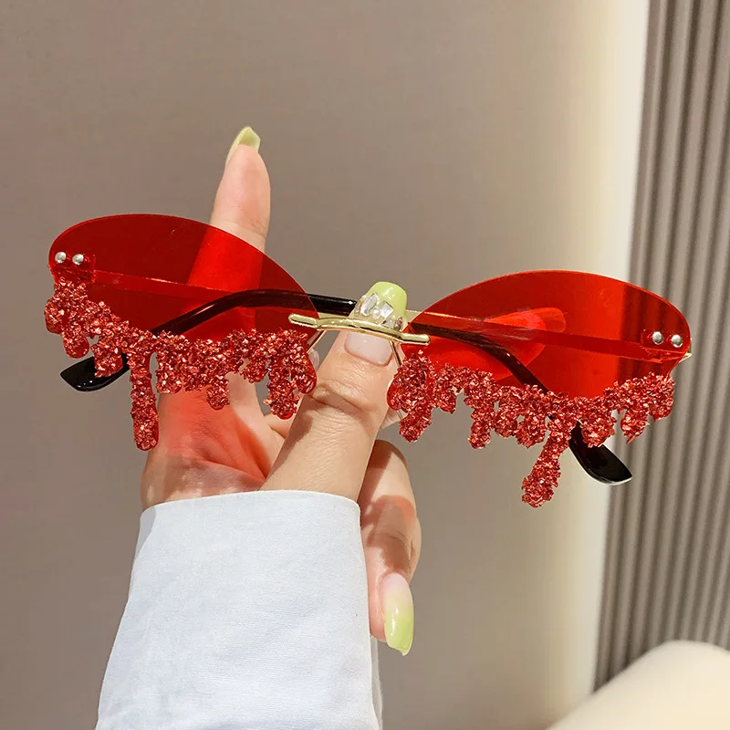 Diamond Rimless Sunglasses Women Luxury Brand Rhinestone Sun  display picture 1