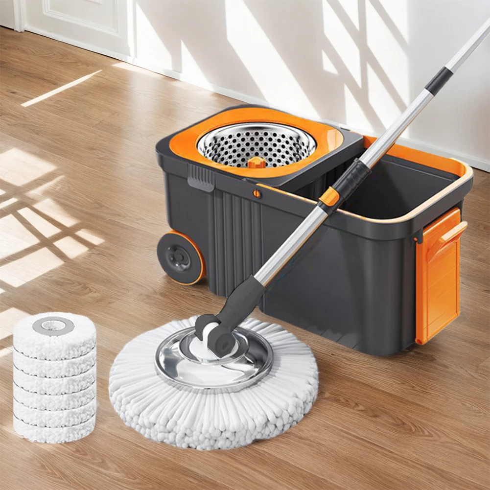 

Spin Mop Bucket with 6 Replacement Refills Household Cleaning Automatic Spin Mop Cleaning Spin Mop with Bucket for Home Cleaning