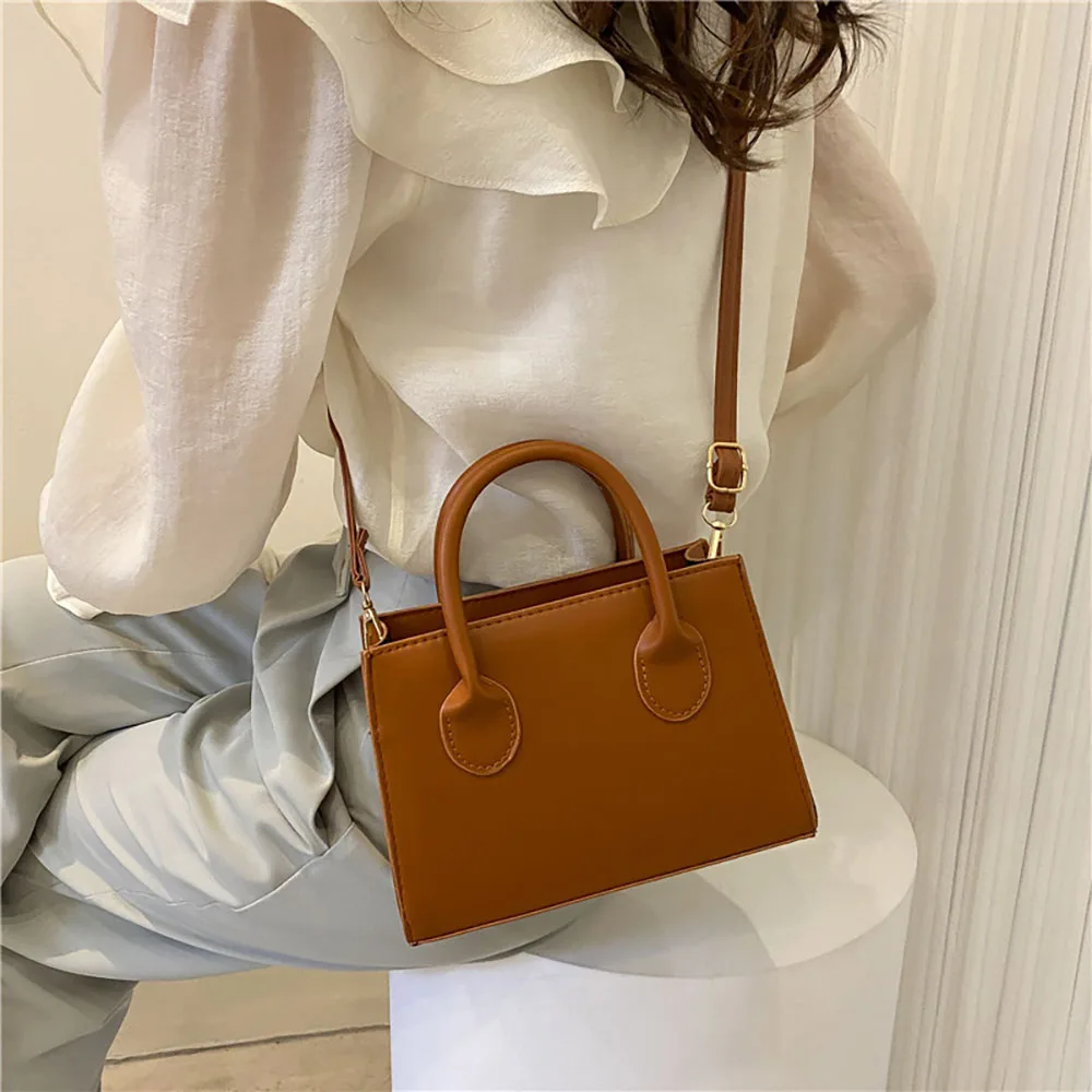 Spring New Trendy Solid Color Women\'s Handbag Commuter Large Capacity Small Square Bag For Work Simple Female Crossbody Bags