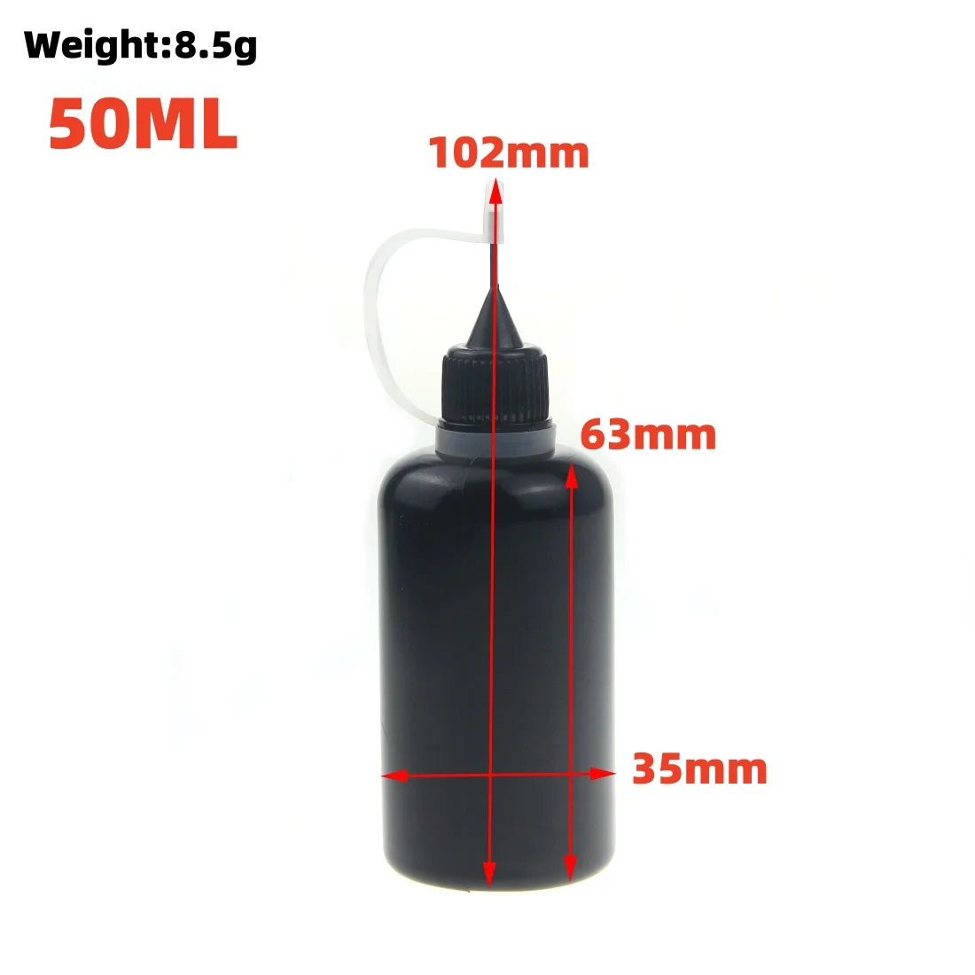 50ML Empty Needle Tip Glue Bottle With Black Cap DIY Quilling Tool Liquid Dropper Containers Silicone Rings