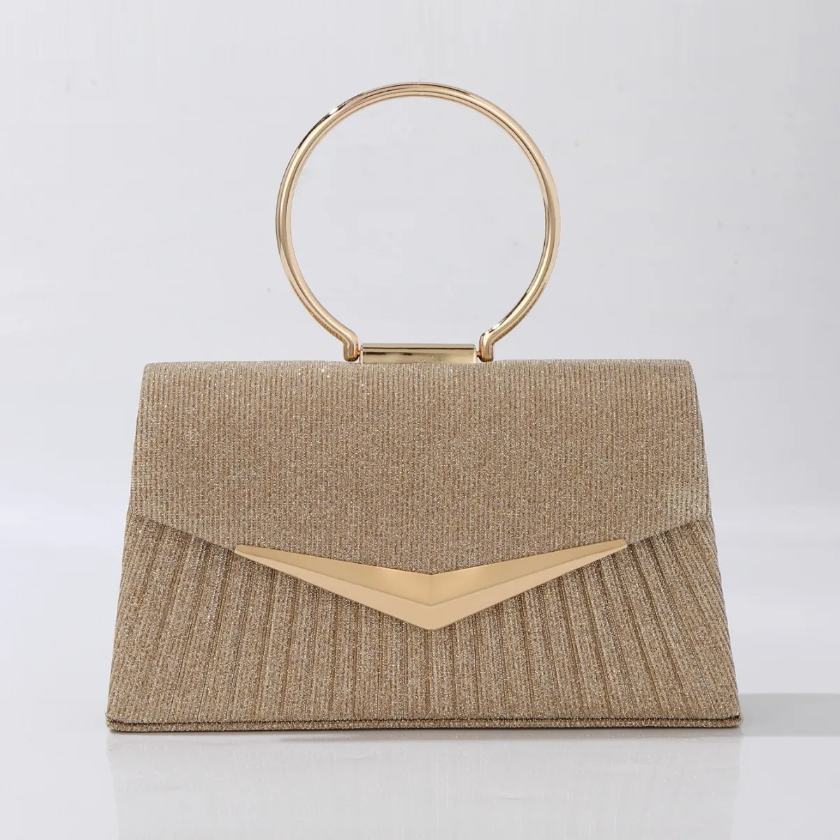 

Pleated Evening Clutch Bag Luxury Designer Wedding Purse for Women Banquet Big Circular Ring Handbag Female Shoulder Bags Chian