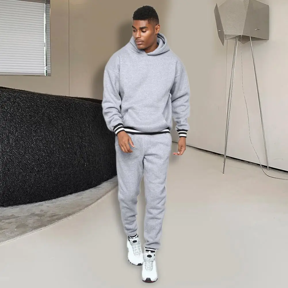 Sporty Contrast Color Breathable Patchwork Ankle Tied Sweatshirt Sweatpants Sweatshirt Sweatpants Hoodie Pants 1 Set