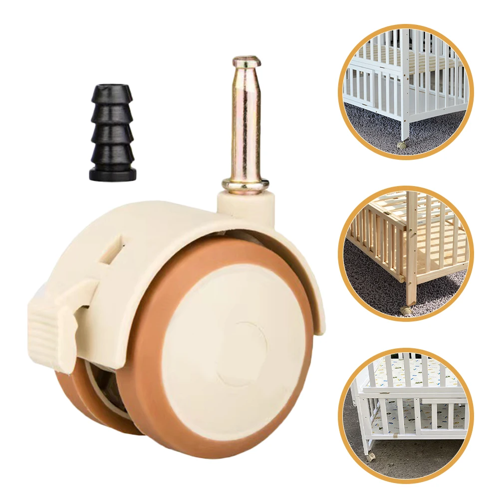 4개 무소음 아기 침대 바퀴 잠금 브레이크 캐스터 유아용 카트 바퀴 세트 침대 프레임 액세서리 아기 침대 의자 캐스터