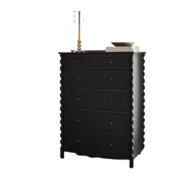 American retro old solid wood eight-bucket cabinet antique bedroom bedside locker dresser with drawer storage cabinet