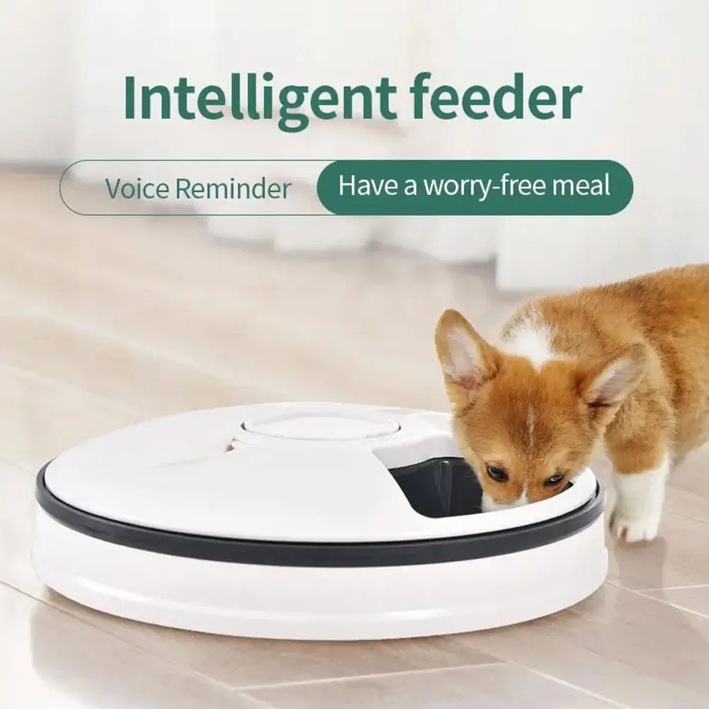 Smart Round Plate Smart Feeder Automatic Timing Large Capacity Pet Feeder Voice Broadcast Dry Wet Separation Six-meal Design