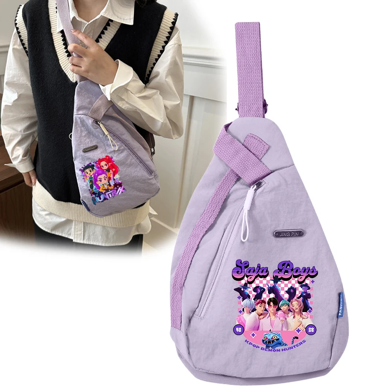 

Kpop Demon Hunters Chest Bag Women Sport Phone Crossbody Bag Nylon Waterproof Unisex Men Cycling Portable Versatile Shoulder Bag