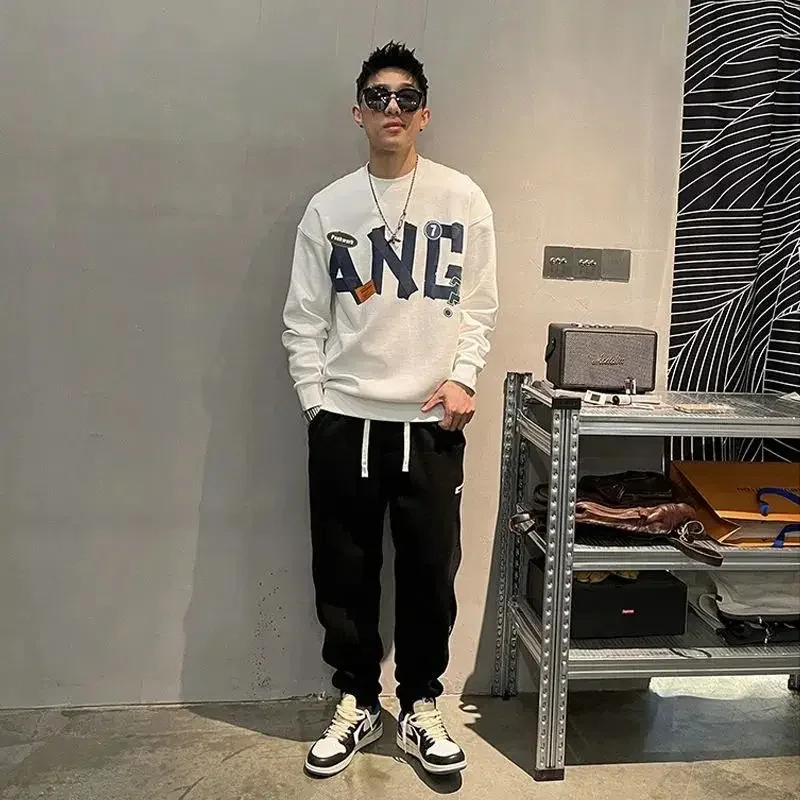 Men's Pullover Cotton Round Neck Male Sweatshirt Crewneck Autumn Cheap Luxury Y2k Clothes No Brand Overfit Clothing Deals Simple