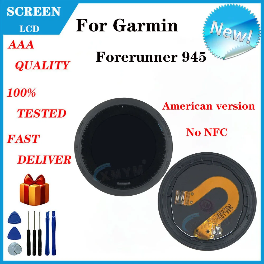 New For Garmin Forerunner 945 LCD Display, Smart Sports Watch Screen Assembly with Front Cover