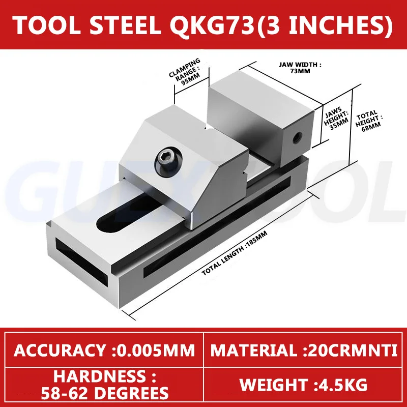 

2/2.5/3 Inch QKG High-precision Flat Jaw Pliers Milling Machine Grinder Industrial Grade Right Angle Vise Manual Clamping Tool