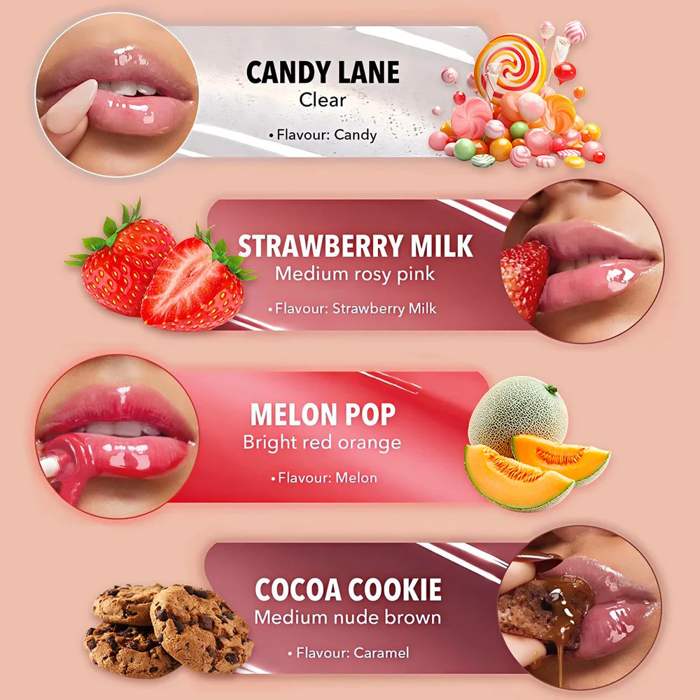 4 STKS Hydraterende Spiegel Lipgloss set Lip Vanille Roze Suiker Koffie Cake Geur Lippenstift Transparante Olie Make-up kerstcadeau