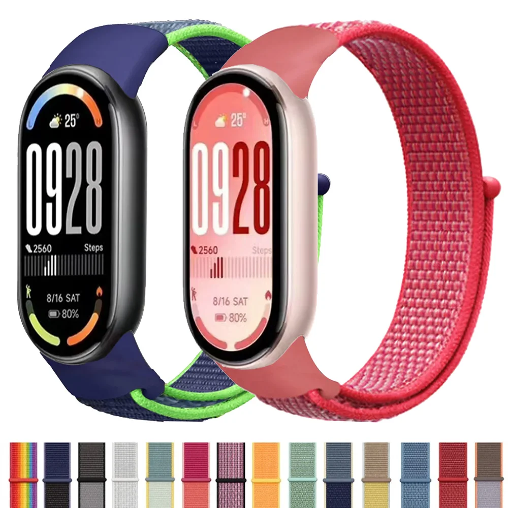 Nylon-Schlaufenarmband für Xiaomi Mi Band 10 9 8 Smartwatch, atmungsaktives, komfortables Uhrenarmband für Xiaomi Mi Band 10 Zubehör