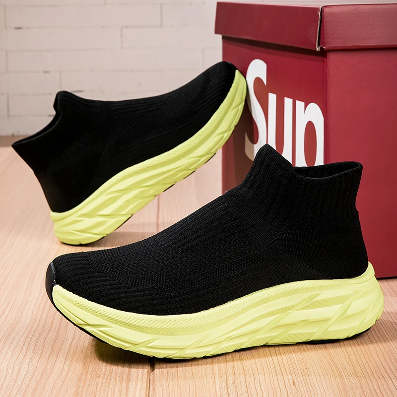 

New men's casual sports shoes, breathable mesh socks, fashionable sports running shoes, ankle boots, women's sliding sleeve tenn