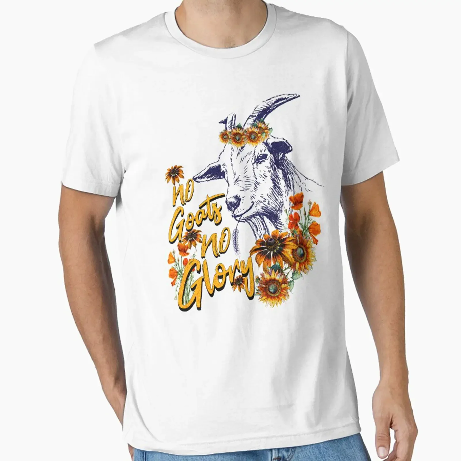 No Goats Glory T Shirt Essential vintage Washed Unisex fashion Stylish Breathable Stretched Top For Everyday Wear streetwear