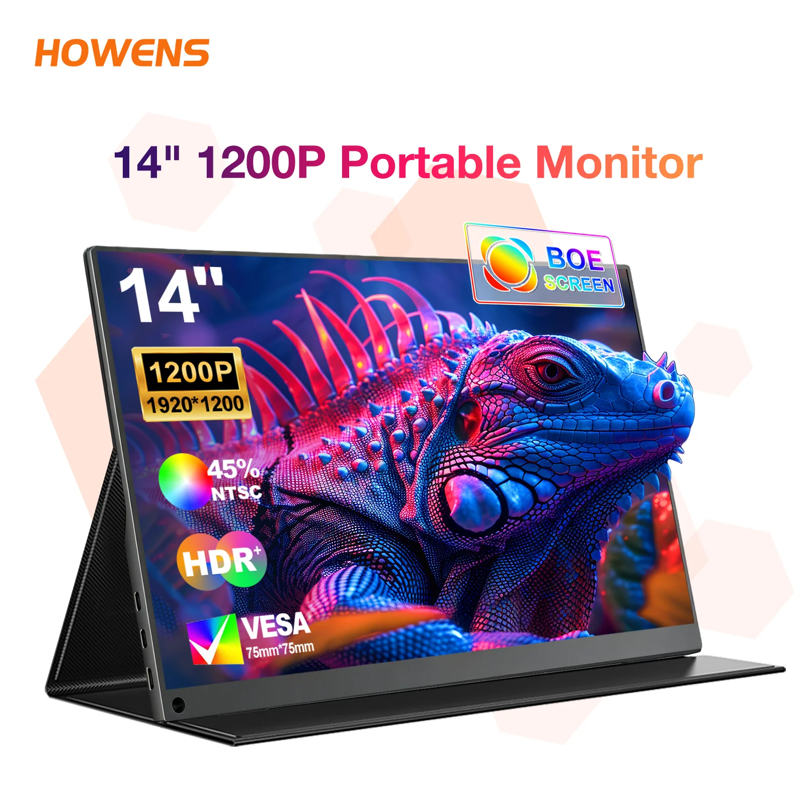 14 Inch 1200P Portable Monitor FHD IPS HDR 250nits Low Blue Light Dual Speaker VESA 7575 Waterproof Case For Laptop Switch PS