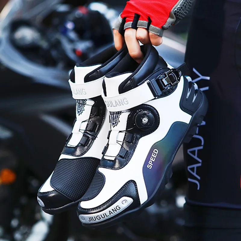 

Men Motorcycle Boots Outdoor Riding Anti-slip Winters Sneakers Shoes Bicycle Mountain Racing Ankle Length Women Racing Shoes