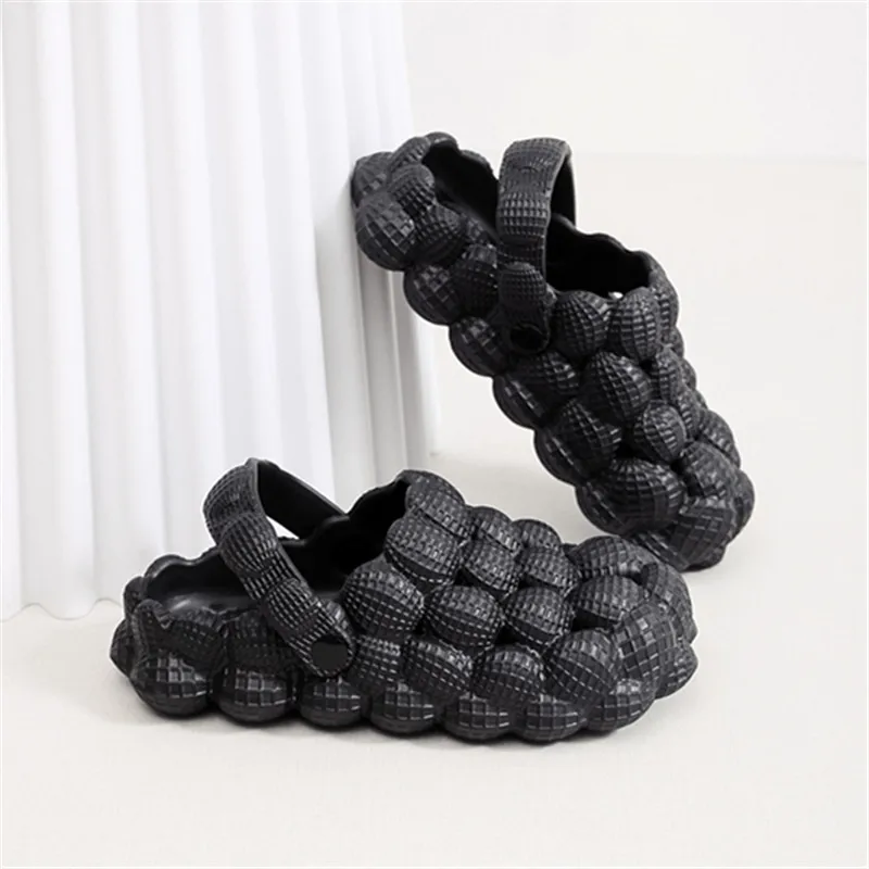 Xiaom Summer Slides For Women Outdoor Close Toe Slippers Bubble Massage Litchi Sandals Brand Fashion Designer Sandals Men Clogs