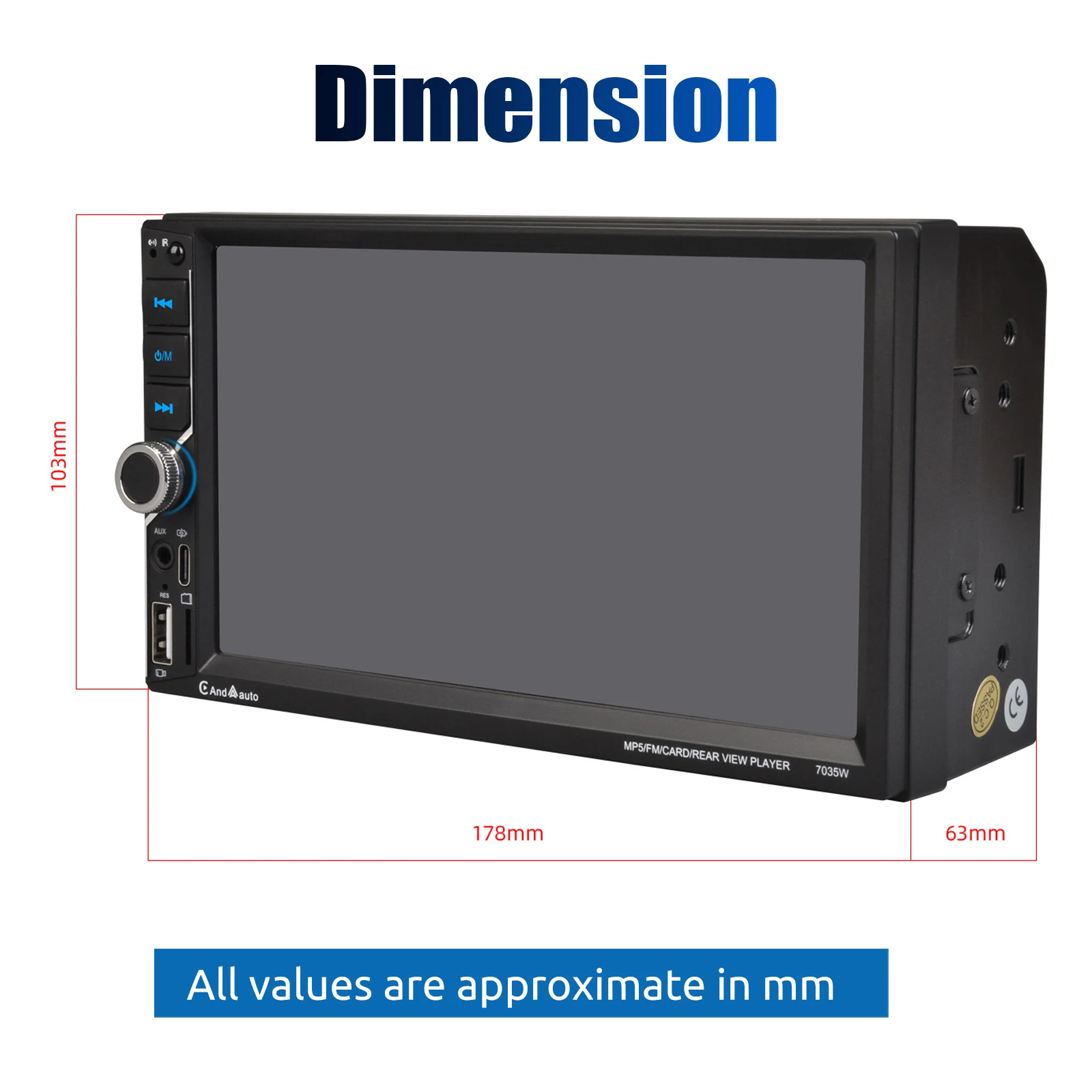 راديو ستيريو للسيارة مزدوج 2 Din مقاس 7 بوصات Apple CarPlay وAndroid Auto USB/TF Mirrorlink SWC شاشة تعمل باللمس بلوتوث DSP FM/RDS + MIC وكاميرا