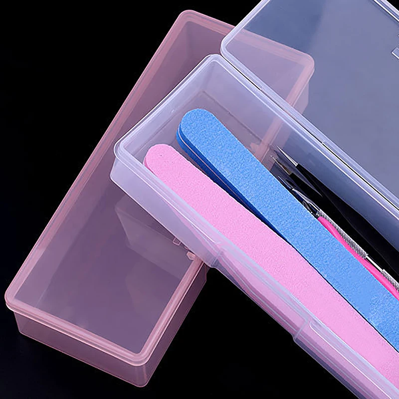 Nail Art Storage Box Nail Accessories Organizer Clear Cuboid Plastic Container Packaging Case For Nail Brush File Manicure Tools