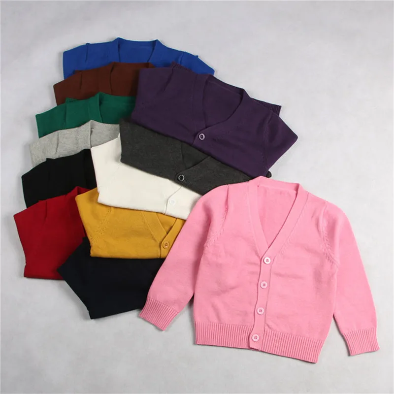 

Children knit sweater V-neck cardigan sweater small coat Autumn clothing Girl Boy baby school uniform cardigan