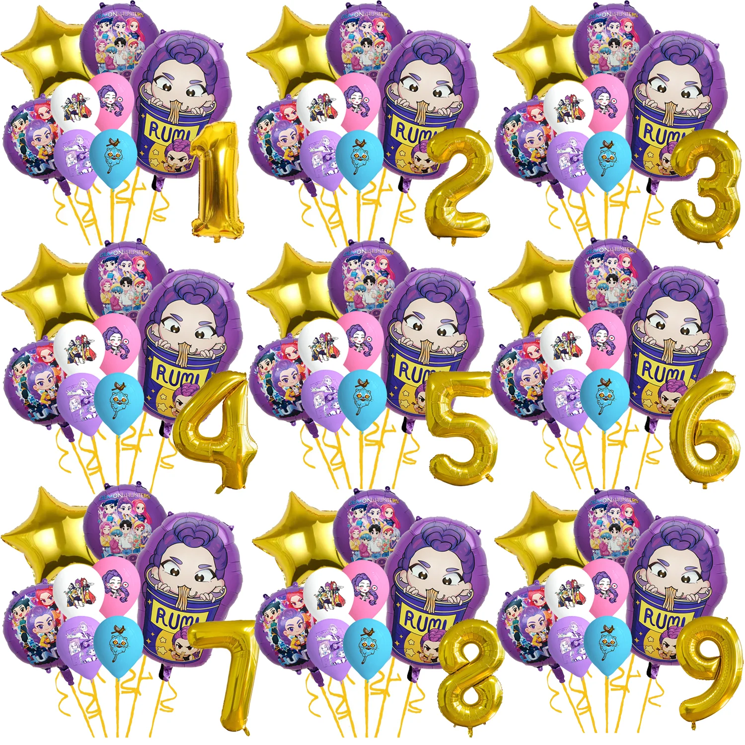 

Demon Hunters Foil Balloons Birthday Party Decoration Number Aluminum Film Balloon Kids Girls Korean Kpop Anime Party Supplies