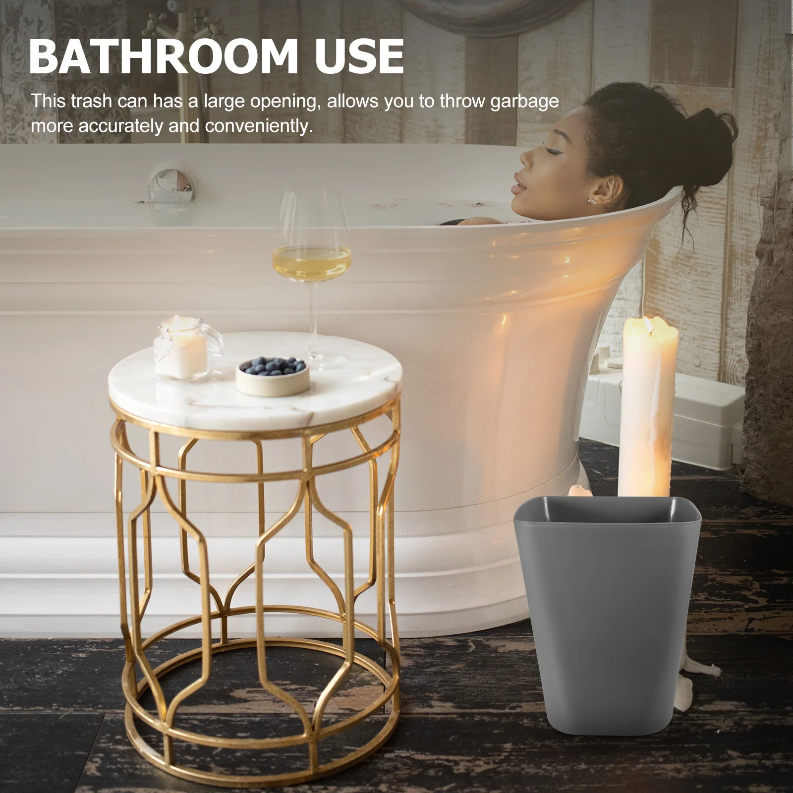 

Square Trash Can Large Opening Waste Bin for Bathroom Bedroom Office Home Small Trash Can Bathroom Wastebasket