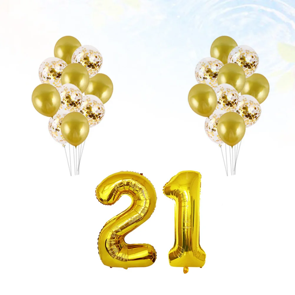 

Birthday Party Balloons Sets 21st Foil Latex Shining Number Decorations Lightweight Premium Balloon for Celebration