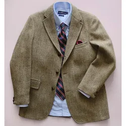 Men's Herringbone Casual Blazer Slim Single-breasted Fashion Design Comfortable Business Commuter Jacket Men Suit Jackets Man