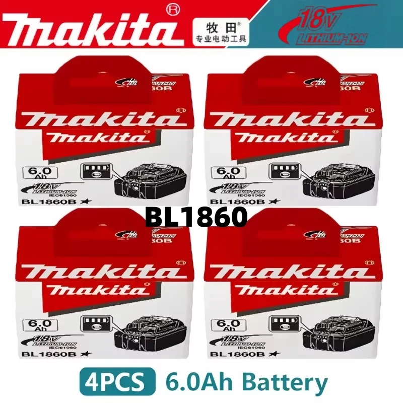 

100% оригинальный аккумулятор Makita 6.0 Ач 18В LXT литий-ионный BL1860 с LED-индикатором, аккумулятор 18В для электроинструментов, оригинальный аккумулятор 18В 6Ач