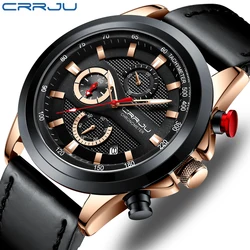 2023 CRRJU Big Dial Men's Watch Chronograph Sport Men Watches Design Creative With Dates Male Wristwatch Mens Stainless Steel