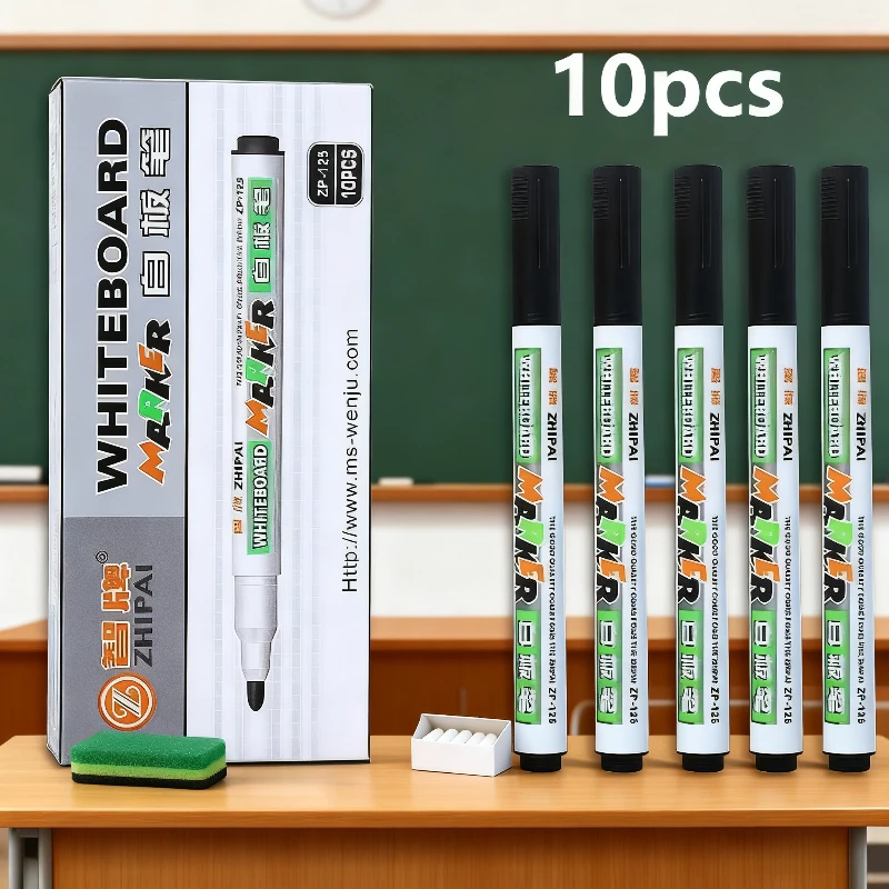 

Набор из 10 шт., стираемые маркеры, черный цвет, белые маркеры для классной комнаты, маркеры для сухого стирания, канцелярские принадлежности для школы