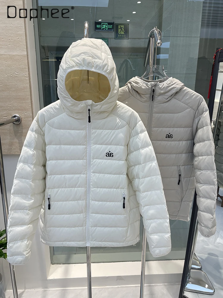 

Lightweight Casual Down Jackets for Women Short 2025 Autumn Winter New Fashion Solid Color Versatile Hooded White Duck Down Coat