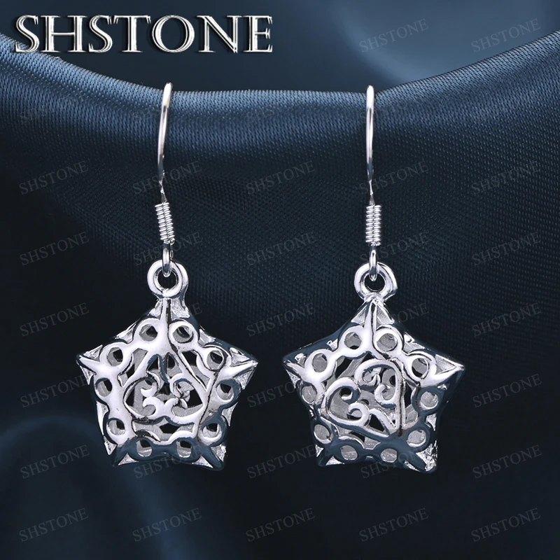

Cute 925 Sterling Silver Hollow Star Drop Earrings Vintage Fashion Jewelry Lady Birthday Party Valentine's Day Gift Accessories