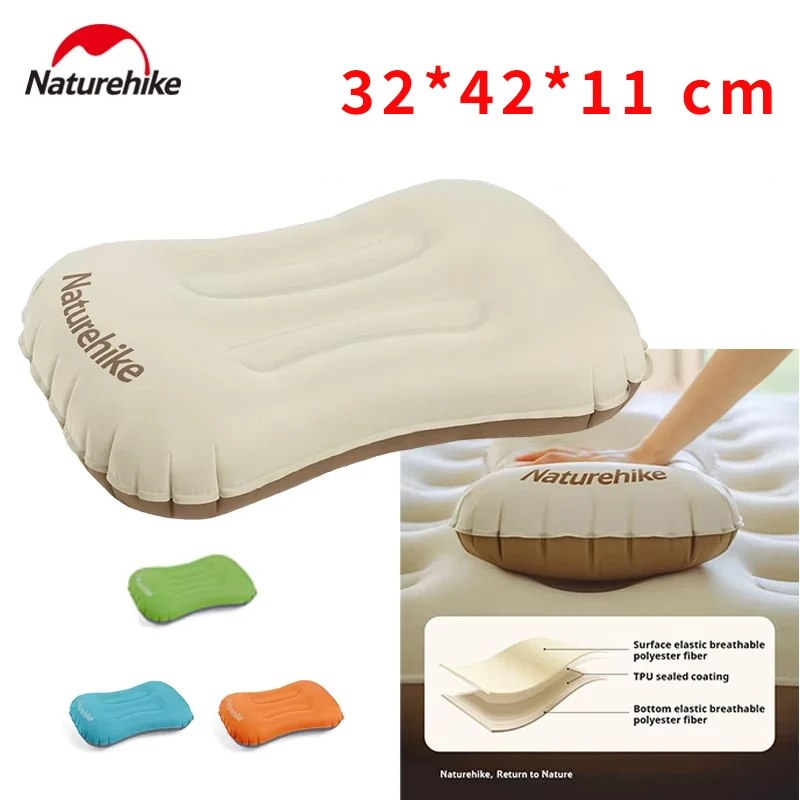 Naturehike Ultra Light TPU Travel Inflatable Pillow TPU Elastic Composite Fabric Flexible Rebound Durable Fit Neck New Air Nozzl