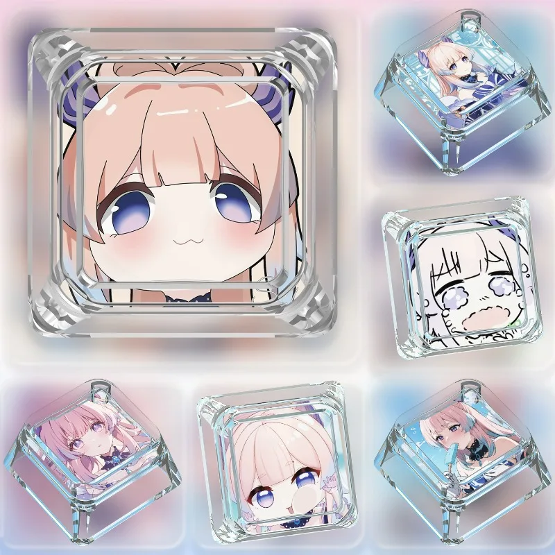 Genshin Impact Keycap Sangonomiya Kokomi Anime Custom Artisan Point Key Cap Transparent Original Mechanical Keyboard Keycap Gift