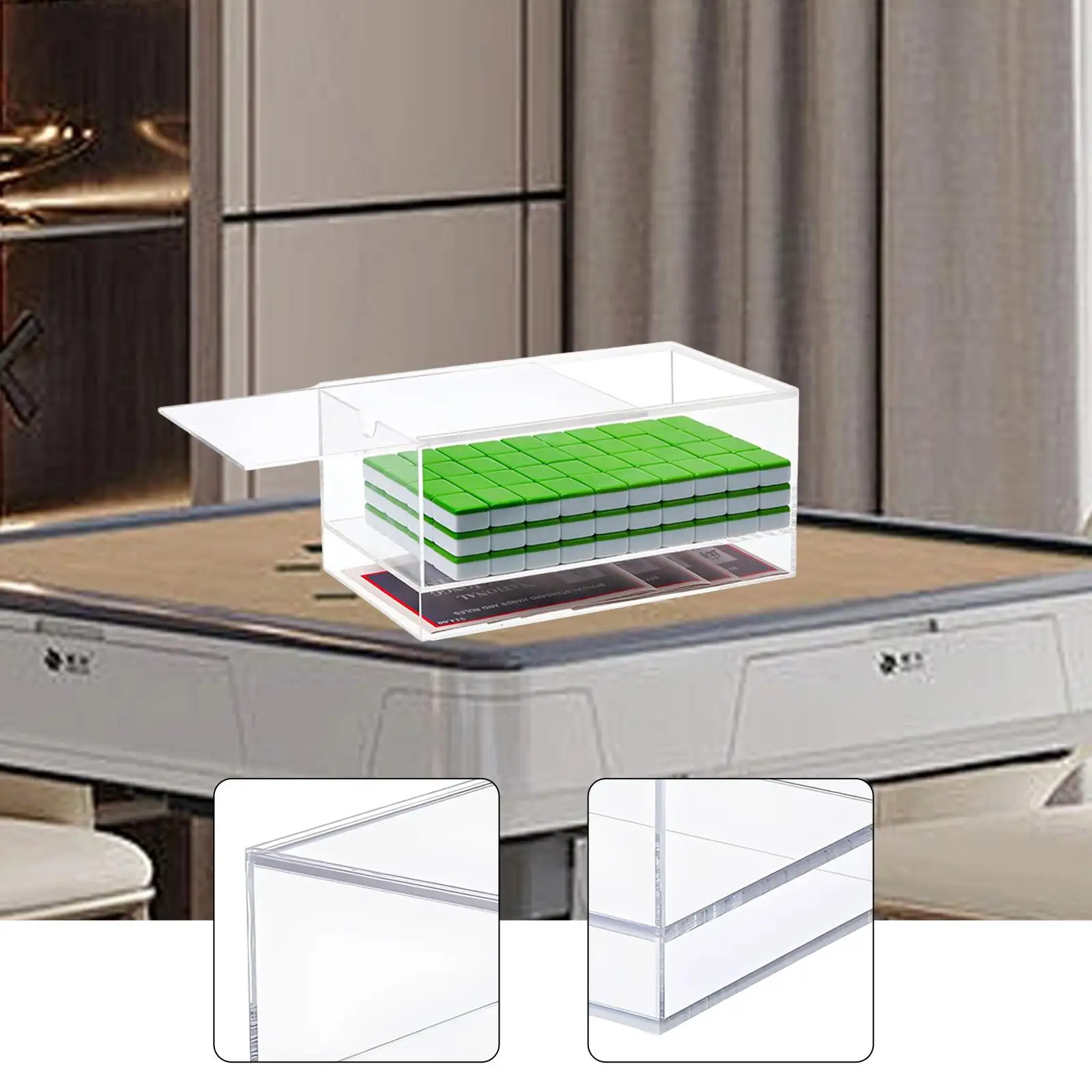 

Transparent Mahjong Case Acrylic Storage Box with Compartments for Chess Board Set and Game Supplies