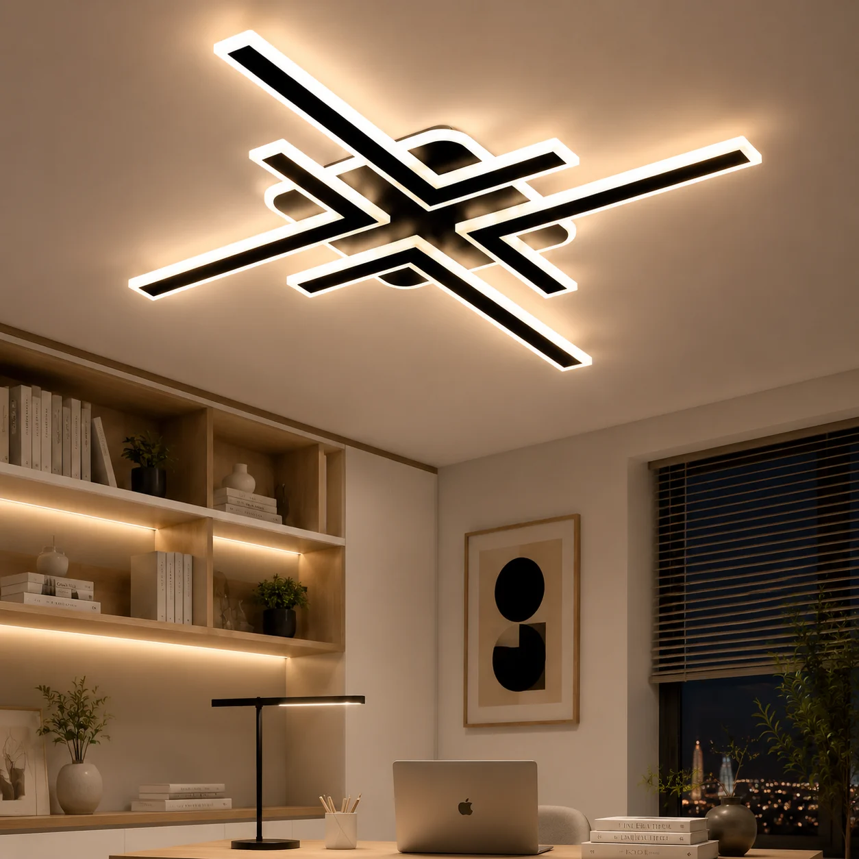 Modern LED Ceiling Lights with 3-Color Geometric L-Shaped Embedded Recessed Lighting Fixtures, Suitable for Use in Living Rooms, Bedrooms, Dining Rooms, Offices, and Other Spaces.