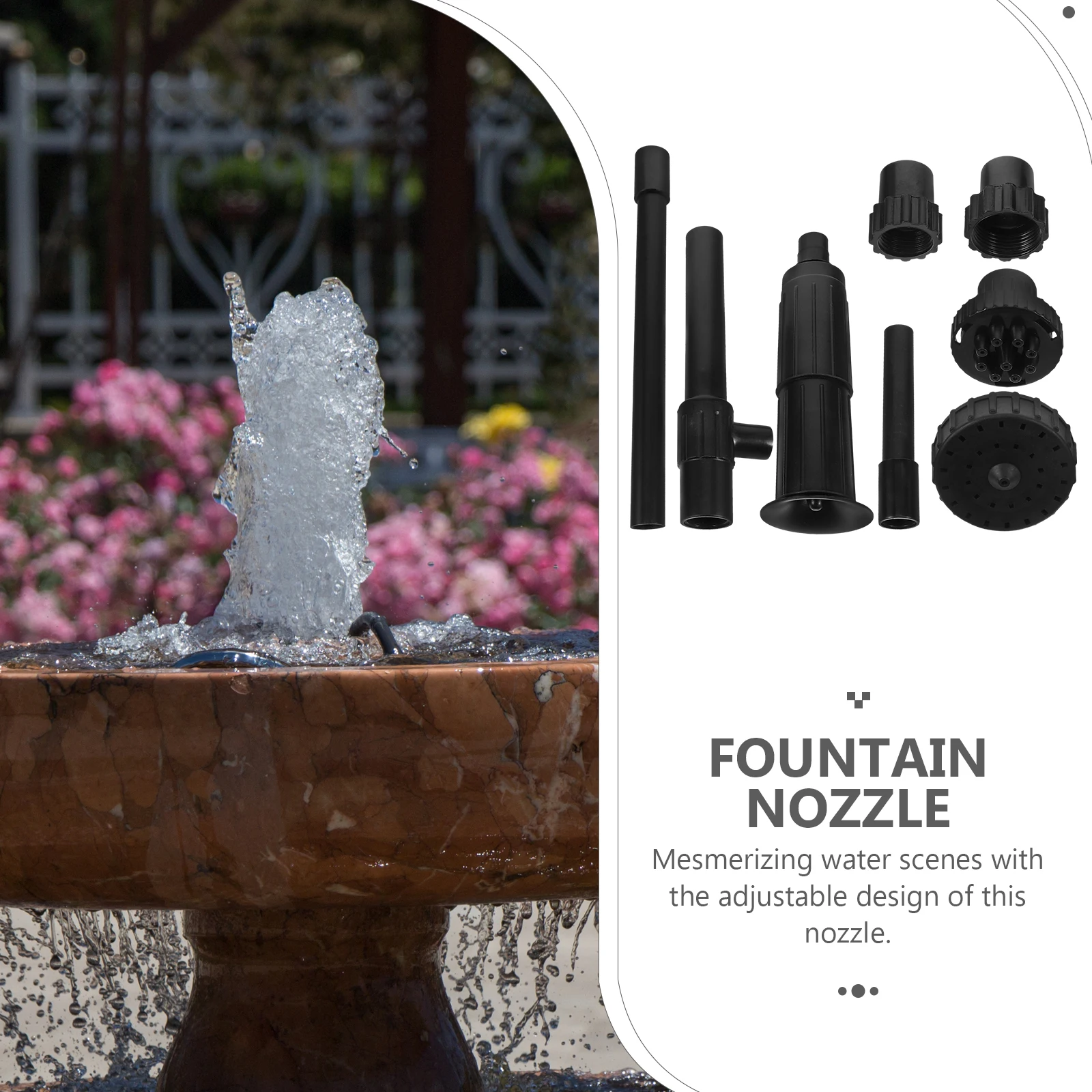 

Adjustable Flow Fountain Head Nozzle Durable Outdoor Water Feature Pond Spray Garden Accessories Sprinkler Spray Head For Park