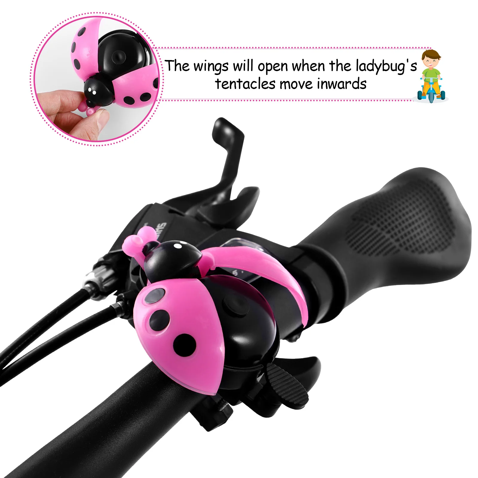

Bicycle Bell 1Pc Small Ladybug Shape Crisp Sound Bike Warning Ring Exquisite Accessory Kids Bikes Safe Cycling Essential