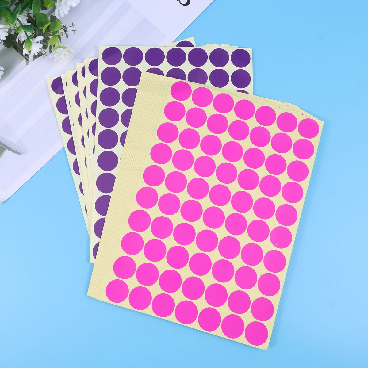 30 ورقة ملصقات دائرية ملونة متعددة الاستخدامات لتسعير المكالمات الاهتمام إلى المستندات 19 ملم أرجواني وردي #3