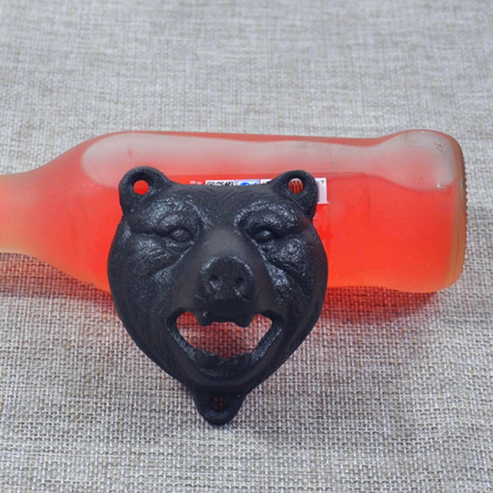 

Wall Mounted Bottle Opener Small Bear Decor Iron Head Unique Kitchen Tool Home Bar Restaurant Party House DecorBeer Starter Cool