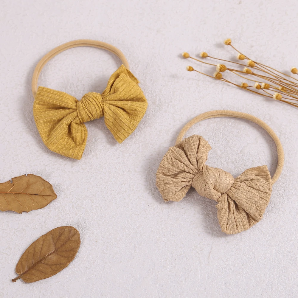 5Pcs/Lot Baby Headband for Baby Girls Soft Nylon Elastic Solid Color Hairband Print Hair Bow Kids Headwear Baby Hair Accessories