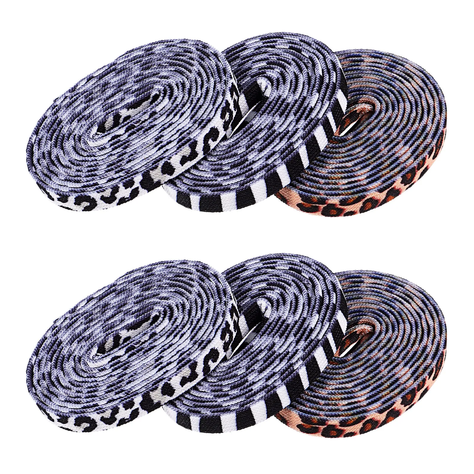 

3Pairs Animal Pattern Flat Shoe Laces Elastic Shoelaces for Sports Sneakers Casual Shoes Printed Zebra Leopard Cow Skin Style